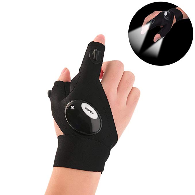 Fingerless LED Flashlight Gloves